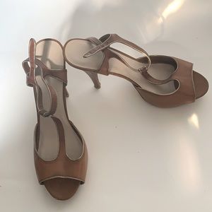 4” Brown Leather Strapped High Heels